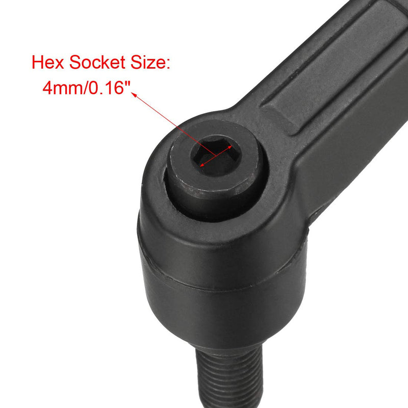 uxcell M8 x 20mm Handle Adjustable Clamping Lever Thread Push Button Ratchet Male Threaded Stud Knobs Locking Rotating Screw Handles Quick Release Bolt Black M8x20mm