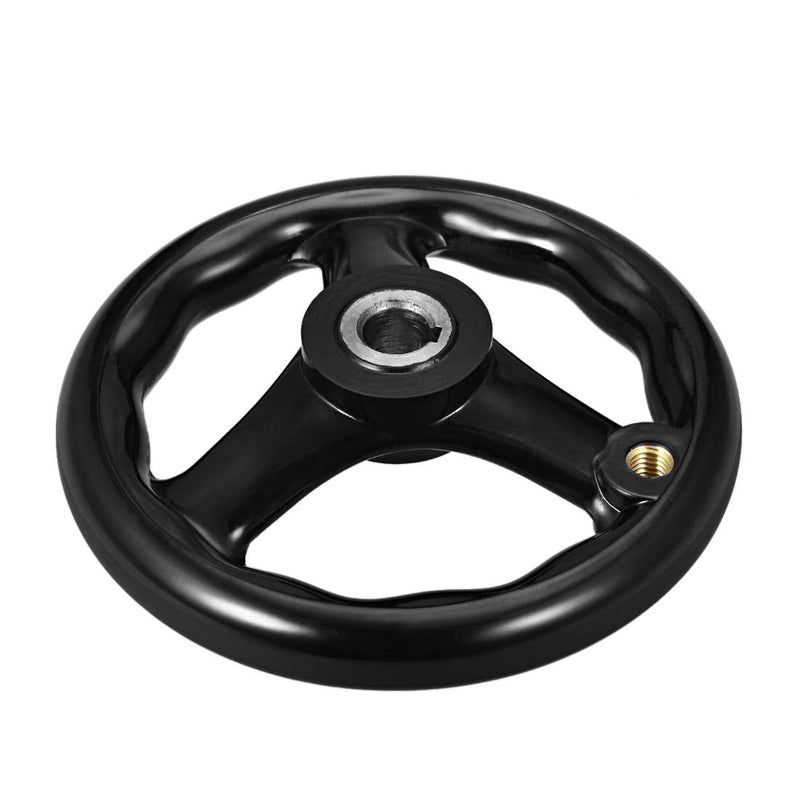 uxcell Hand Wheel 125mm x 12mm Hole Diameter for Milling Machine Black