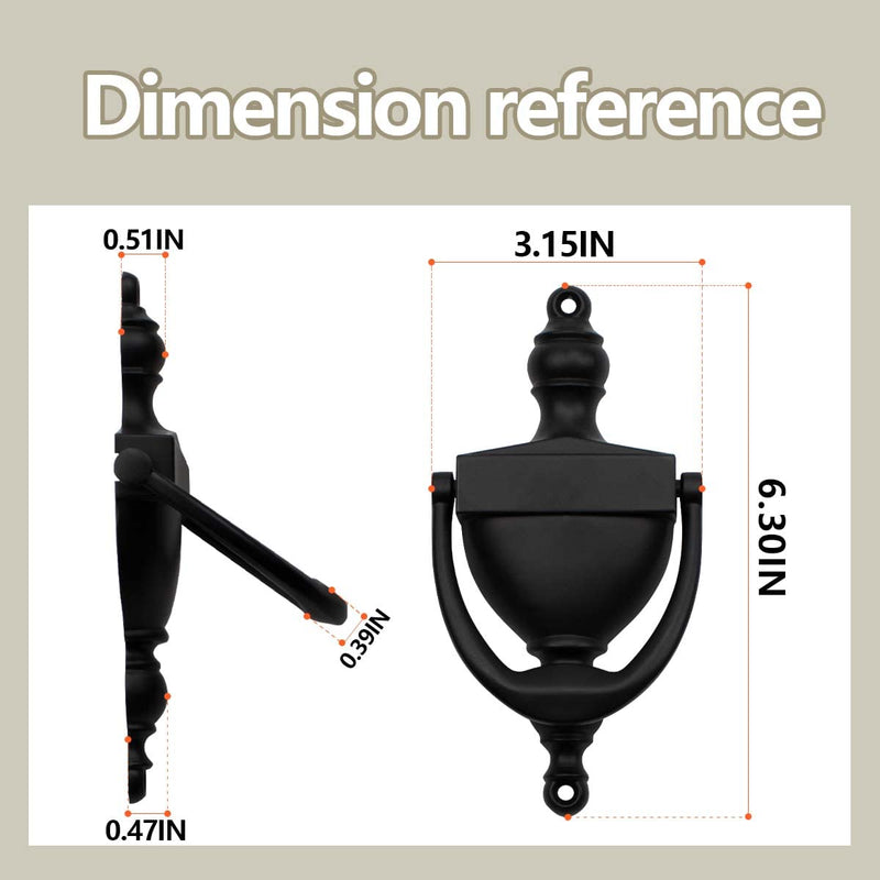 SANATO Black Door Knocker Hardware Door Knockers for Front Door, 6.2 inch Height (6.2" Height, Nickel)