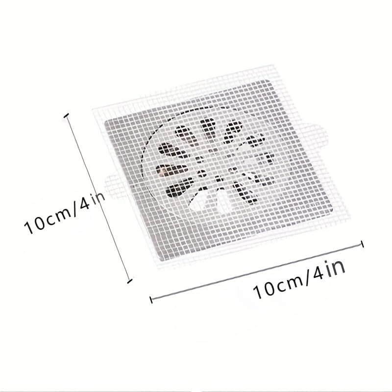 20PCS Pack,4"" X 4"" Disposable Shower Drain Cover Hair Catcher Shower Drain Mesh Stickers, Bathroom, Laundry, Bathtub, Kitchen, Sink, for Human and pet Hair (20 PCS), White