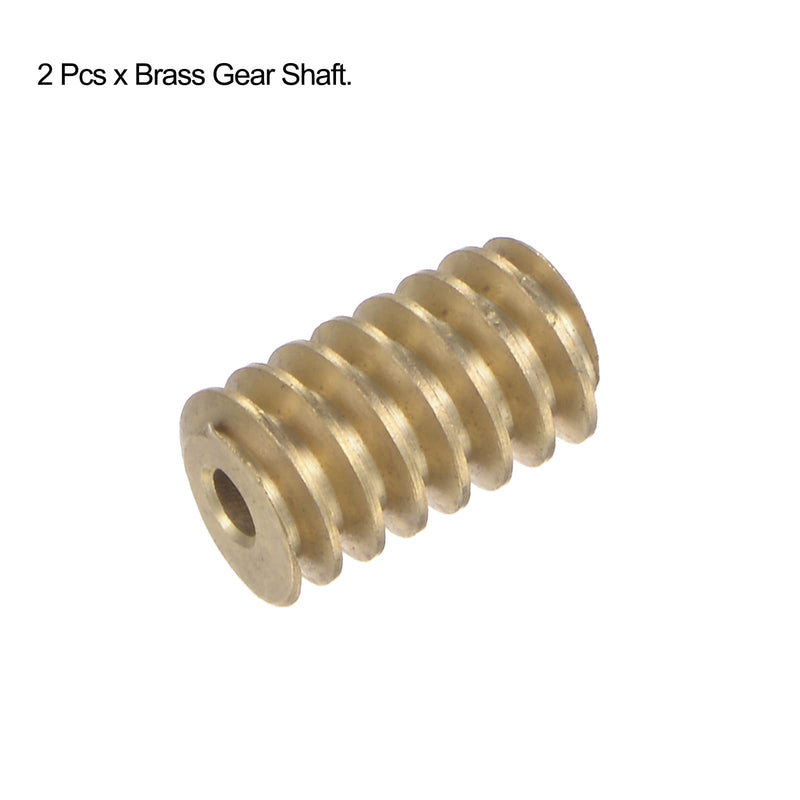 HARFINGTON 2pcs Worm Gear Shaft Brass 0.5 Modulus 2.98mm Hole Diameter Drive Gear Box Shaft