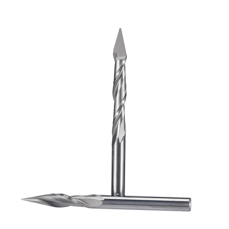 HUHAO 10Pcs 1/8" Shank Spiral Router Bits Set - 30 Degree 0.4mm Tip CNC Engraving Carving Tools for Wood, Acrylic, PVC 10PCS 0.4mm Tip Dia