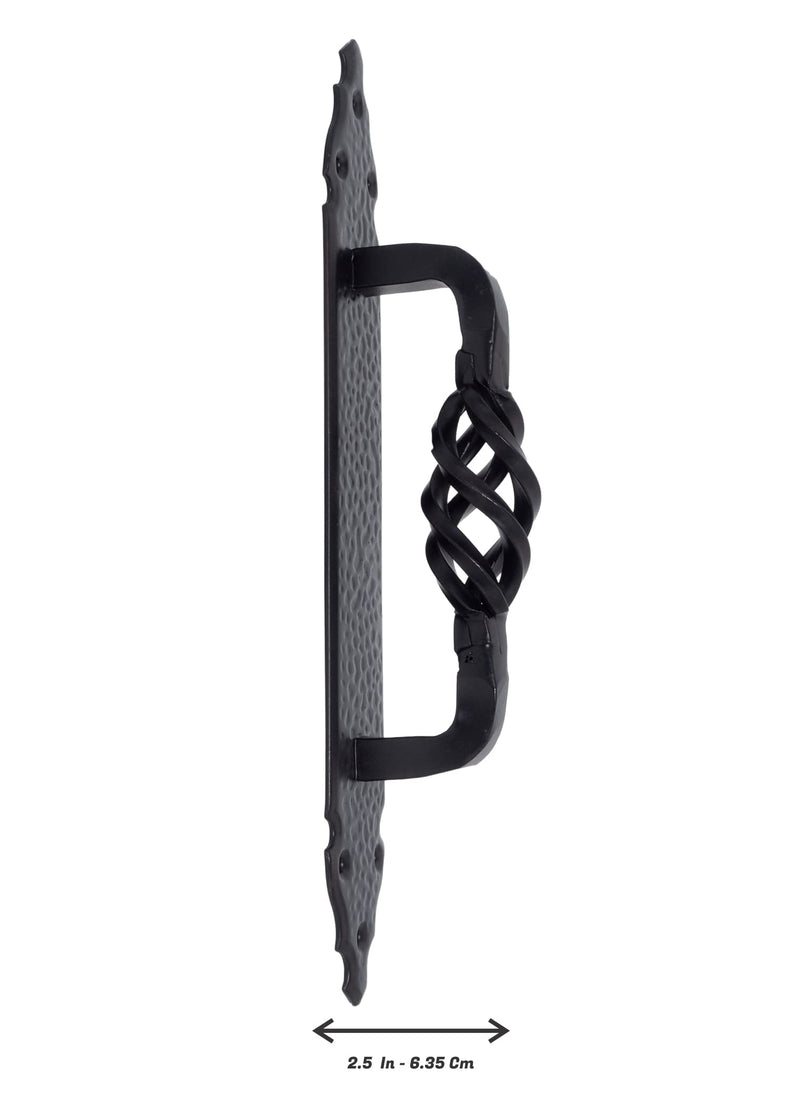 Fiesta Brands 11 Inch Door Pull Black Gate Handle Antique Rustic Hardware Twisted Birdcage Barn Door Handle, Heavy Duty Black Long Plate for Closet,Gate,Shed Door,Window,Fence,Garage