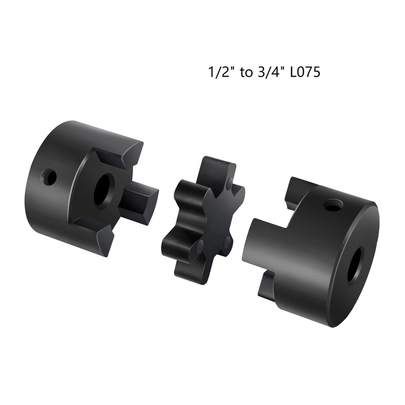 XIKE 1/2" to 3/4" L075 Flexible 3-Piece L-Jaw Coupling Set & Rubber Spider for Log Wood Splitter Hybrid Equipment Kit industrial products