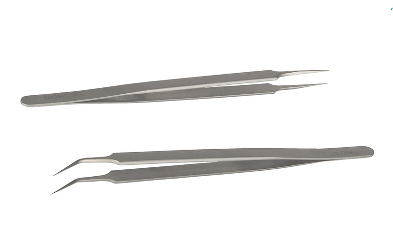 Tweezers, 5 Pcs Precision Tweezers Set, Anti-Static Stainless Steel Long Tweezers Kit for Electronics, Laboratory Work, Jewelry-Making, Craft, Soldering, Hobby, Watches, Car Machines Repair Etc Silver Grey