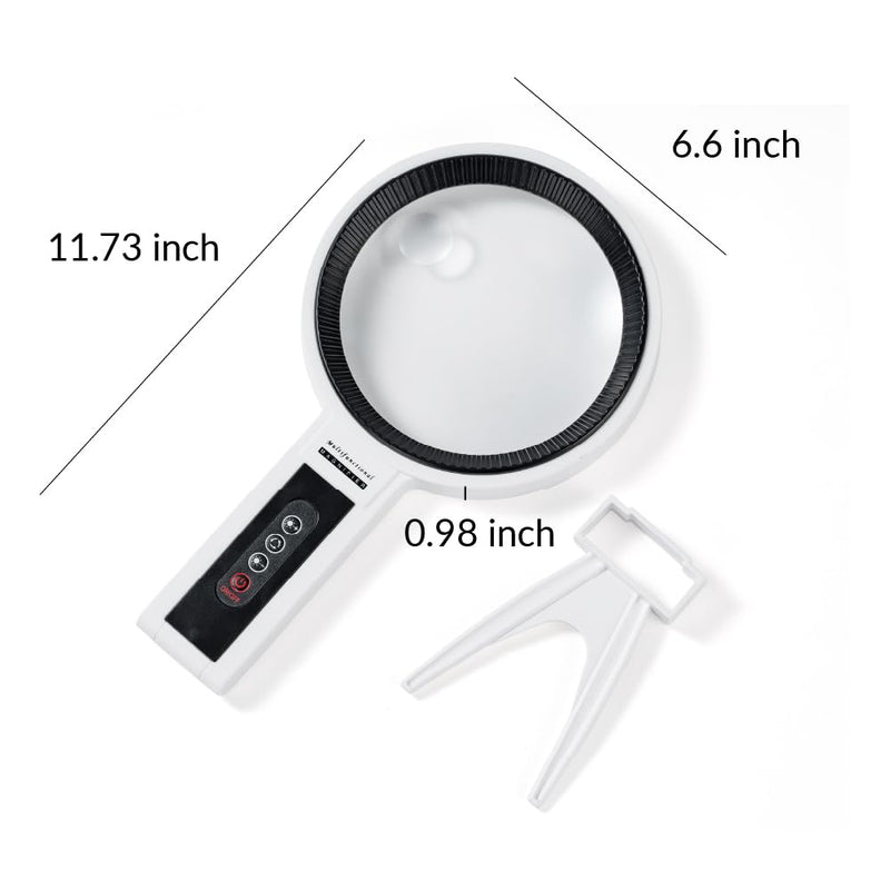 Lighted Magnifier, 2.5X/4.5X Magnifying Glass with 48 LEDs, Adjustable Brightness, 2 Color Modes, Handheld & Desk Stand for Reading, Crafts & Close Work
