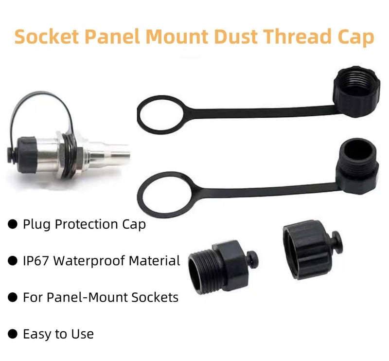 MerciL 10PCS M12 Connector Dust Cover, M12 Socket Panel Mount Dust Thread Cap Plastic Screw Caps, Screw Waterproof Lid Plug Protection Cap for Panel-Mount Sockets (for Female)