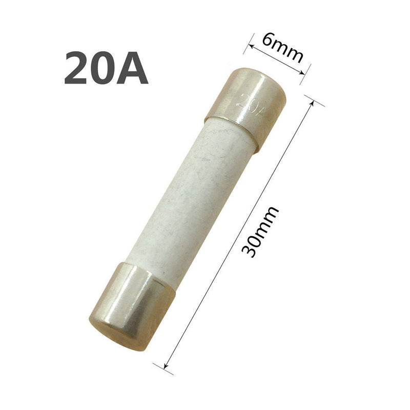 (Pack of 10) 20 Amp 250V Microwave Fuse Slow-Blow Time Delay Ceramic Fuses 6x30mm Compatible and Universal Replacement for GE WB27X10388 and Whirlpool Kenmore Other Microwaves