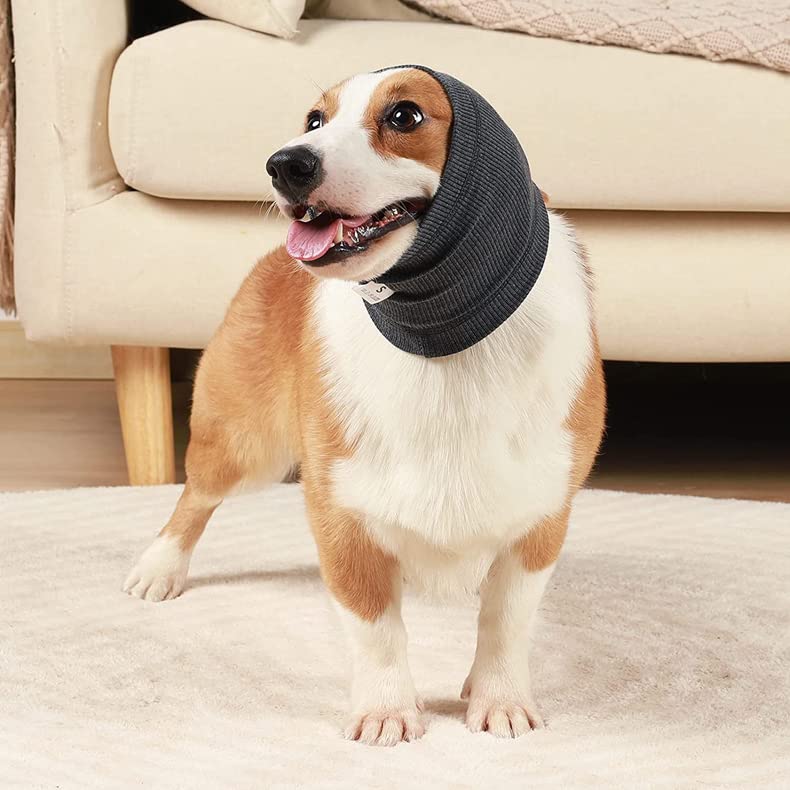 Cat Snood Ear Muffs,Calm Head Covers Blow Drying-Anxiety & Stress Relief - Cat Ear Wrap Injury Grey S Small