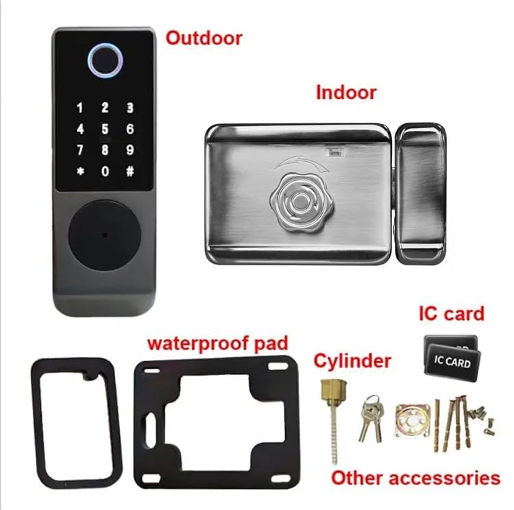 Waterproof Outdoor Gate Smart Rim Lock Digital WiFi Fingerprint Electric Electronic Smart Door Lock with Tuya TTLock App