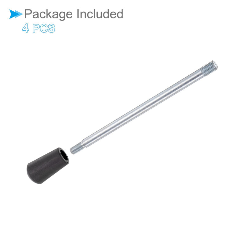 Revolving Crank Clamping Handle, M10 Male Thread 185mm Length, Chrome Plated Long Arm Handwheel Handle Knob Black - (Applications: for Lathe Machinery), 4-Pieces
