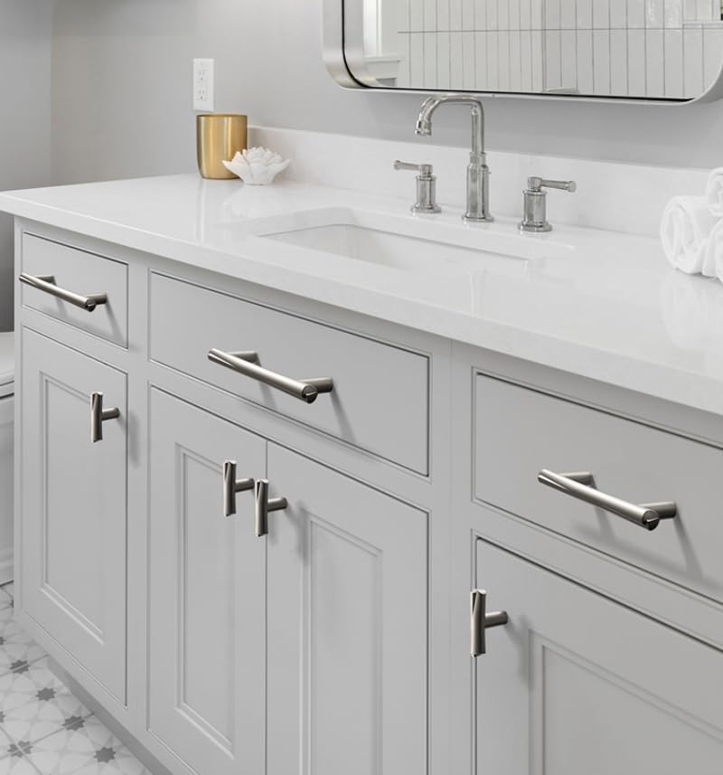 10 Pack Silver Matte Texture Cabinet Pulls - Streamline Drawer Handles Hardware Zinc Alloy Bar, Metal Cabinet Pull, Handle for Bathroom Desk, Kitchen Cupboard (7.8" Overall Length) 7.8"(198mm)Overall Length