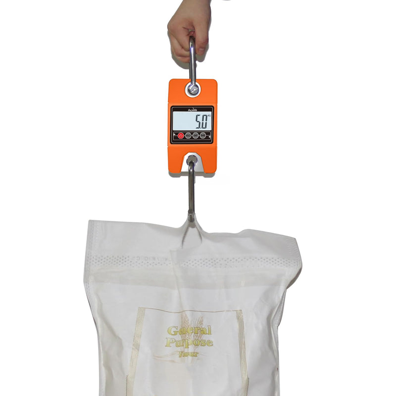 Hanging Weight Scale 400KG/880LB, Stainless Steel Digital Heavy Duty Luggage Crane Scale, Suitable for Outdoor Farm Hunting Travel and Fishing (Orange)