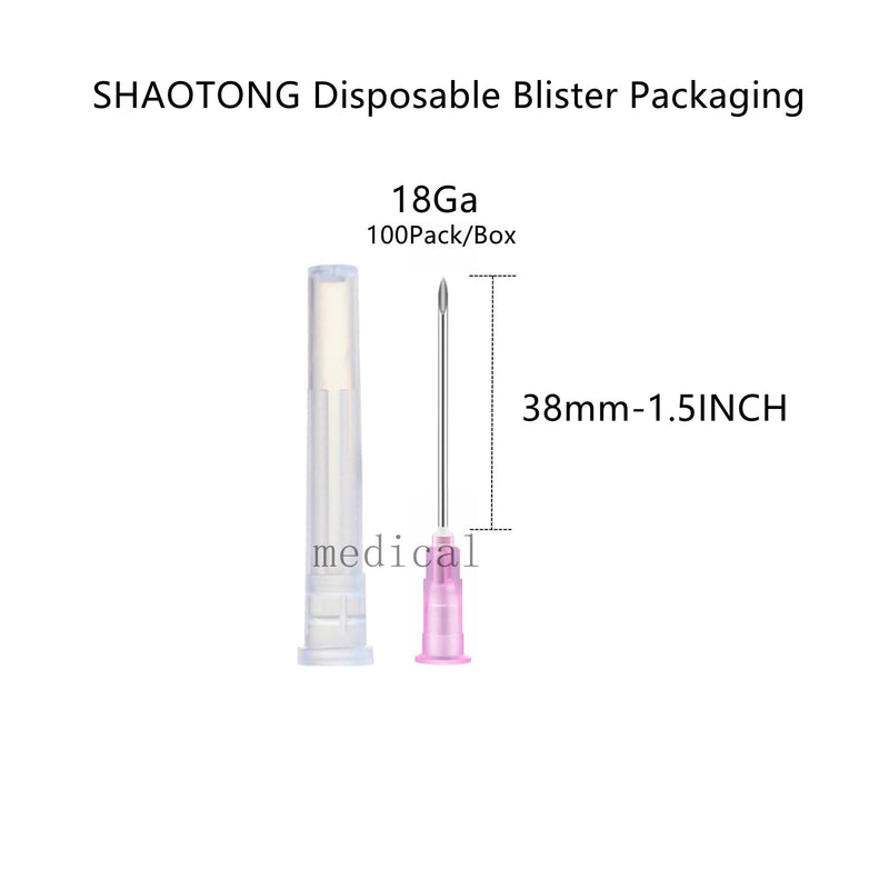 Disposable sterile needles 100Pack (18G-1.5IN) 18G-1.5IN