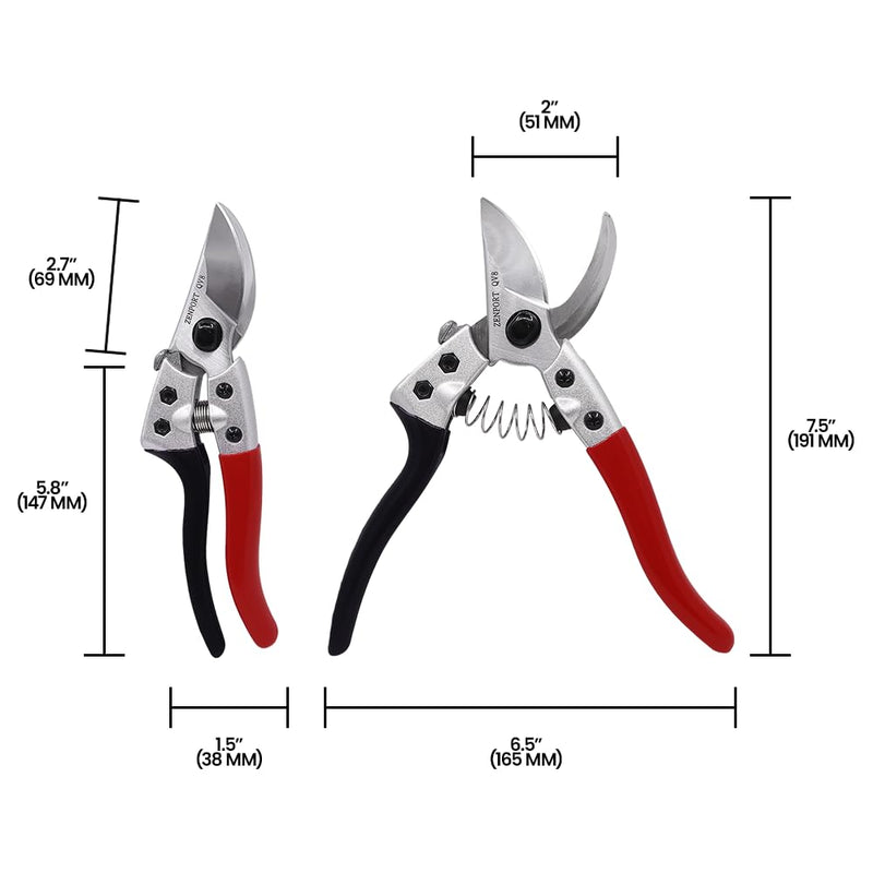 Zenport QV8 Q Series V8 Professional Chrome-plated Pruner, Black/Red 1