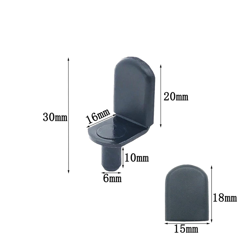 Shelf pins, 40pcs L-Shaped Clips 1/4 Inch Shelf Support Pegs for Glass Supports, with Rubber Sleeve Black 40