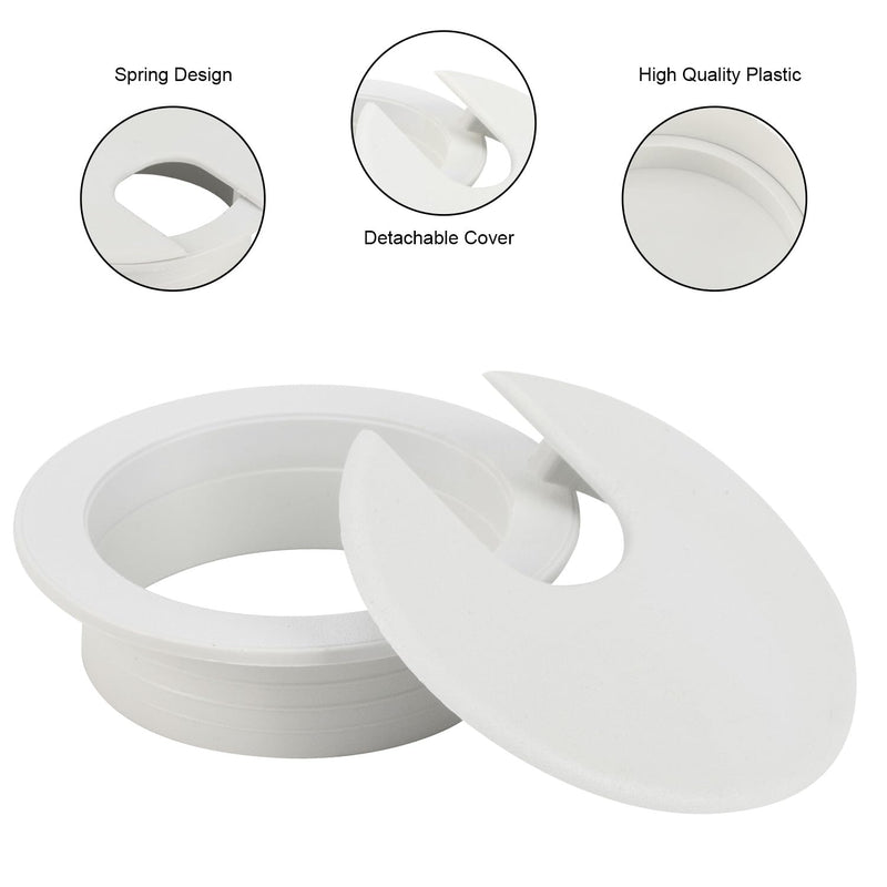 20 Pack 2 Inch/50mm Round Plastic Desk Grommets, White Wire Organizer Caps, PC Computer Port Cable Hole Cover Plug Bushings, Perfect for Hide Data Cords in Office Desk 20PCS 50mm / 2 Inch