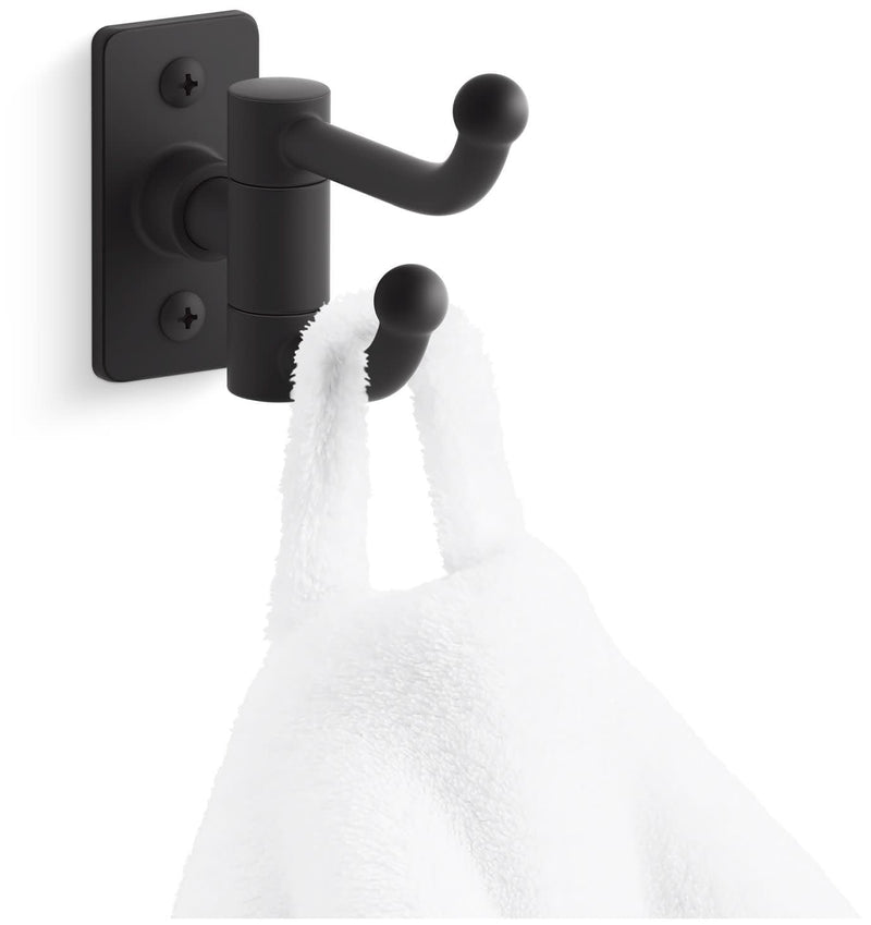 Kohler K35927-BL Castia by Studio McGee Double Hook Robe Hook Matte Black