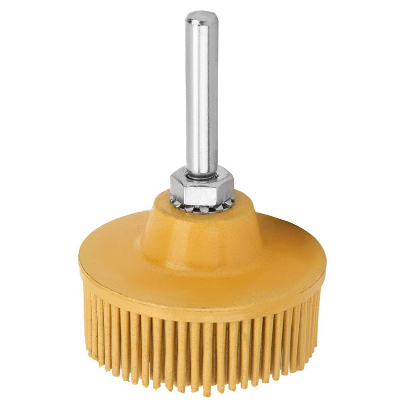 Bristle Disc Brush, 2 Inch Polishing Brush Durable Emery Rubber Bristle Discs for Metal Fine Finishing and Burr Removal Abrasive Tool(Yellow 80#)