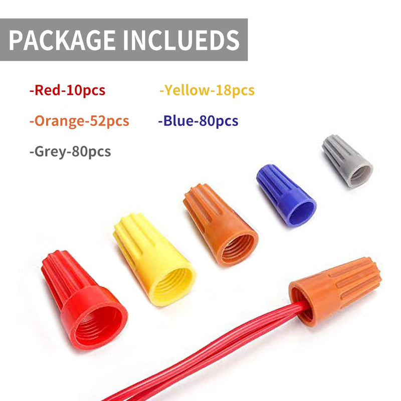 240 Pcs Electrical Wire Connectors Screw Terminals - Twist Nuts Caps Wire Connection, Spring Insert Assortment kit 240