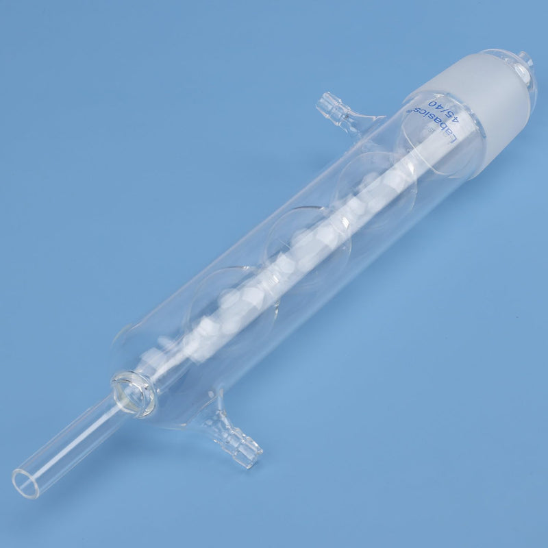 Labasics Allihn Condenser Reflux for Soxhlet Extractor, Borosilicate Glass Reflux Condenser for Soxhlet Extraction Allihn Condenser with 45/40 Lower Joint 9.8 inch Jacket Length Lab Condenser 45/40 Joint