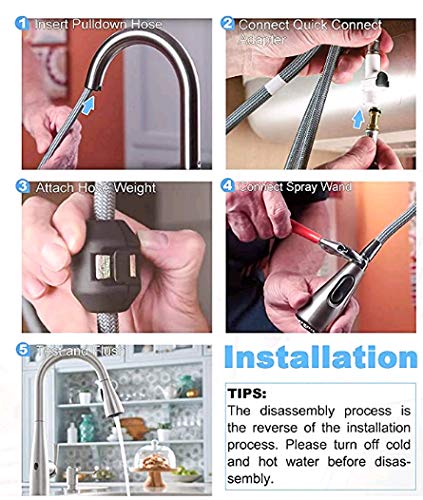 150259 Pull Down Hose Kit For Moen Faucet-Moen Kitchen Faucet Replacement Part 187108-Reflex Moen Pull Down Hose, 68inch Quick Connect Hose-Upgraded 1 - NewNest Australia