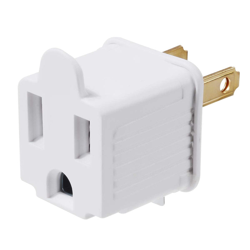 TENINYU Grounded Adapter 3-Prong to 2-Prong Outlet Converter - 3 Pin to 2 Pin Plug Socket Adapter Extension for Electrical Cord, Household, Workshops, Industrial, Machinery (2 Pack) 2 Pack White
