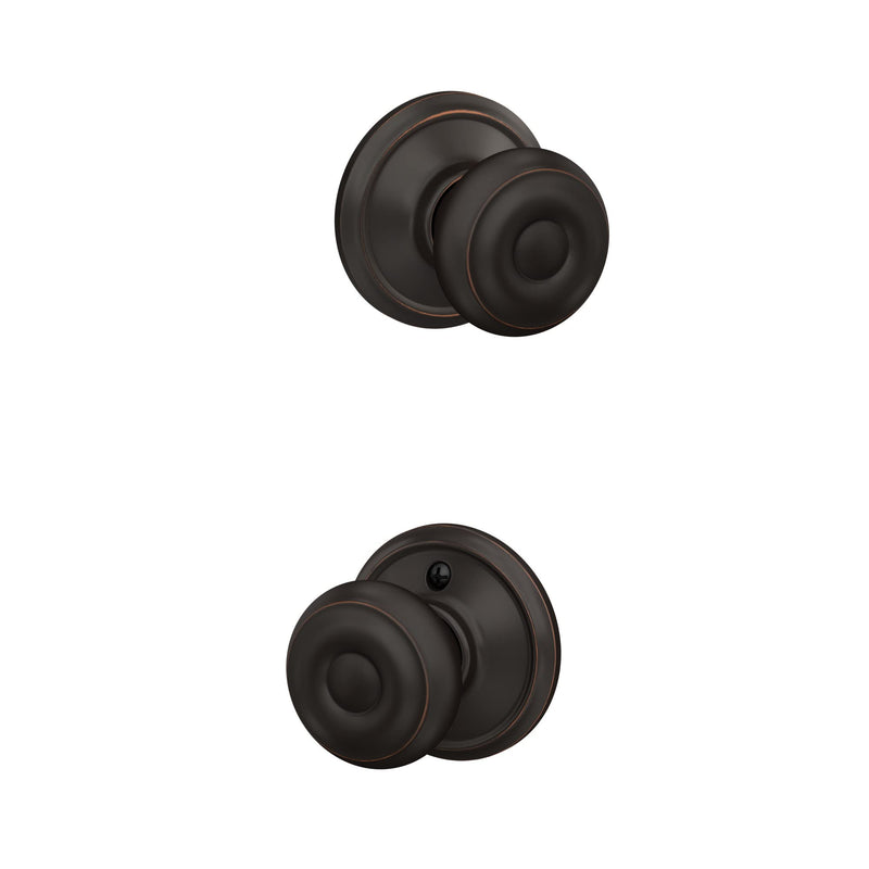 Schlage F10 GEO 716 Georgian Door Knob, Hall & Closet Passage Lock, Aged Bronze Standard