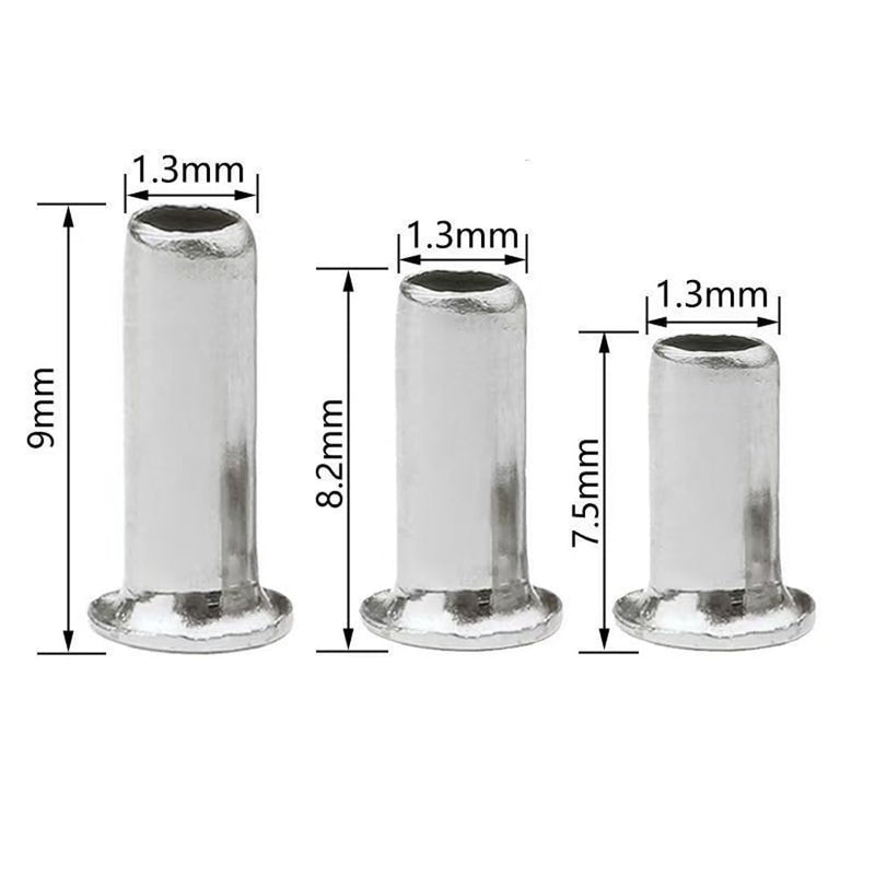 18 Pack Portable Umbrella Rivet Tubular Pins Replacement 1.3mm Joint Nail Connector for Travel Folding Rain Umbrellas Frame Repair Stretcher Rib Support Parts 9mm 8.2mm 7.5mm Post