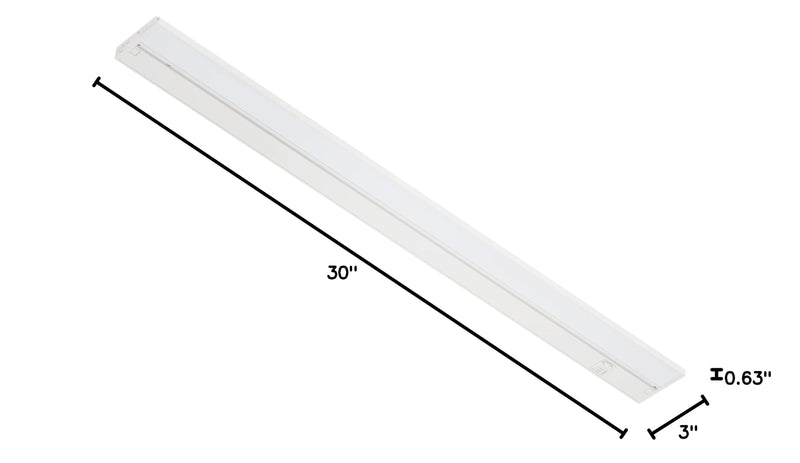 LAGOM 30" Direct Wire Dimmable LED Under Cabinet Lights, Selectable 2700K/4000K/5000K, Selectable Brightness, White Finish, UC0130WH27 30-inch