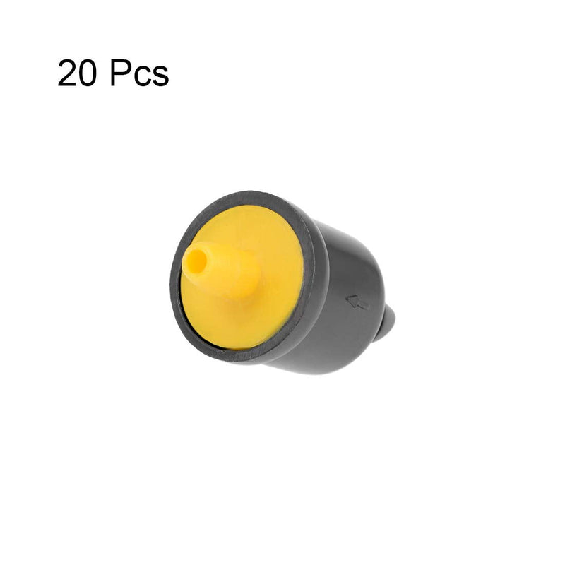 uxcell Stabilizer Dripper 5 GPH 20L/H Emitter for Garden Lawn Drip Irrigation with Barbed Hose Connector Plastic Yellow 20pcs