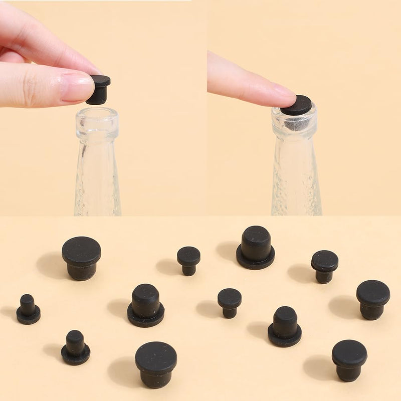 GORGECRAFT 50PCS 5 Sizes Silicone Hole Plug Black Round Rubber Waterproof Button Hole End Covers Soft Flexible Stopper Fit for 4-9.5mm Inner Diameter Hole Bottles Pipes Flower Pots