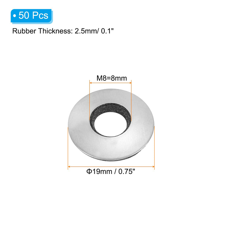 PATIKIL 304 Stainless Steel EPDM Bonded Sealing Washers, 50 Pieces 5/16"x3/4" Neoprene Rubber Washers Bonded Sealing Gasket for Marine Roof Bolt Supply 5/16"x3/4"