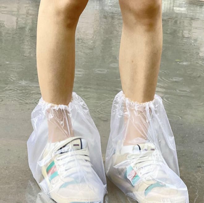 10 Pairs Shoe Covers Boot Covers Plastic Disposable Waterproof Shoe Covers for Men and Women Rain Outdoor Indoors Overshoes (Transparent) Transparent