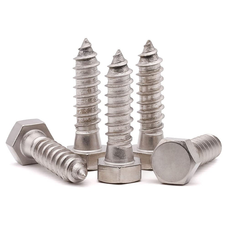 (10 PCS) 3/8 x 1-1/4" Stainless Steel Hex Lag Screws Bolts, 304 Stainless Steel Hexagon Head Lag Wood Screws, Full Thread, by RoyceMart 3/8 x 1-1/4" 10