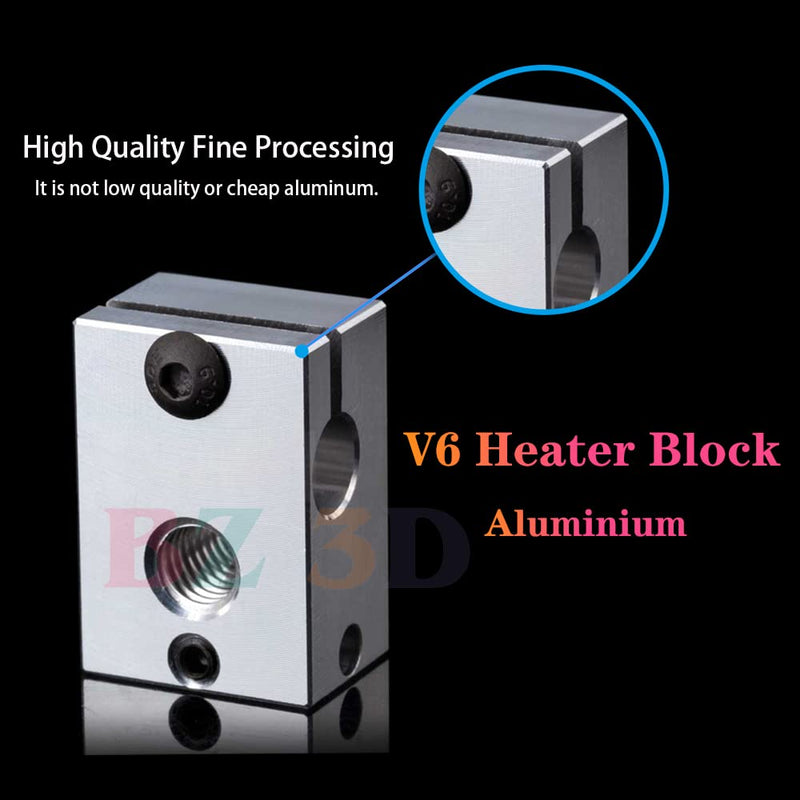 V6 All Metal Hotend,V6 Heater Block,Hardened Steel Nozzle 0.4mm,Titanium Alloy Heatbreak for V6 Hotend,Prusa i3 MK3S MK3 MK2 MK2S 3D Printer Hotend. V6 All Metal Hotend Hardened Steel Nozzle Kit