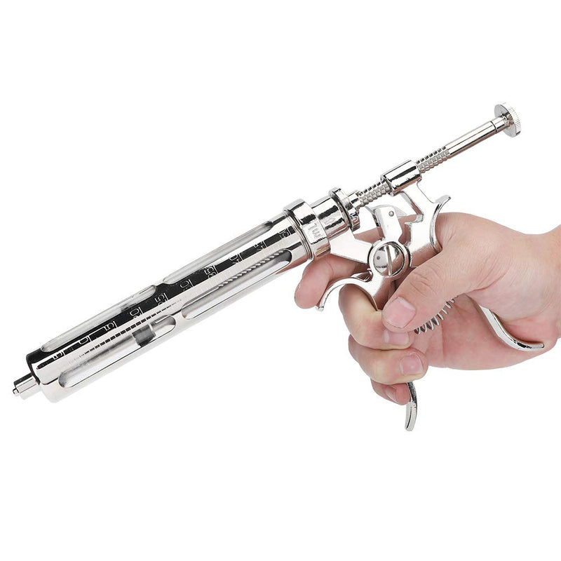 Stainless Steel Veterinary Injection Injector Syringe with Adjusteable Five Gears Measuring Clip Device Veterinary Vaccine Syringe for Livestock Horse Cow Pig Sheep Pet - PawsPlanet Australia