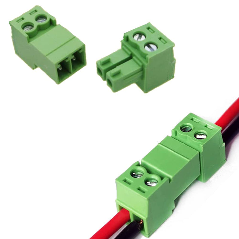 10Pcs 2-Pin 300V 8A 15EDGRK 3.81mm Pitch Screw Terminal Block Connector for 28-16AWG 3.81mm-2-Pin(10PCS)