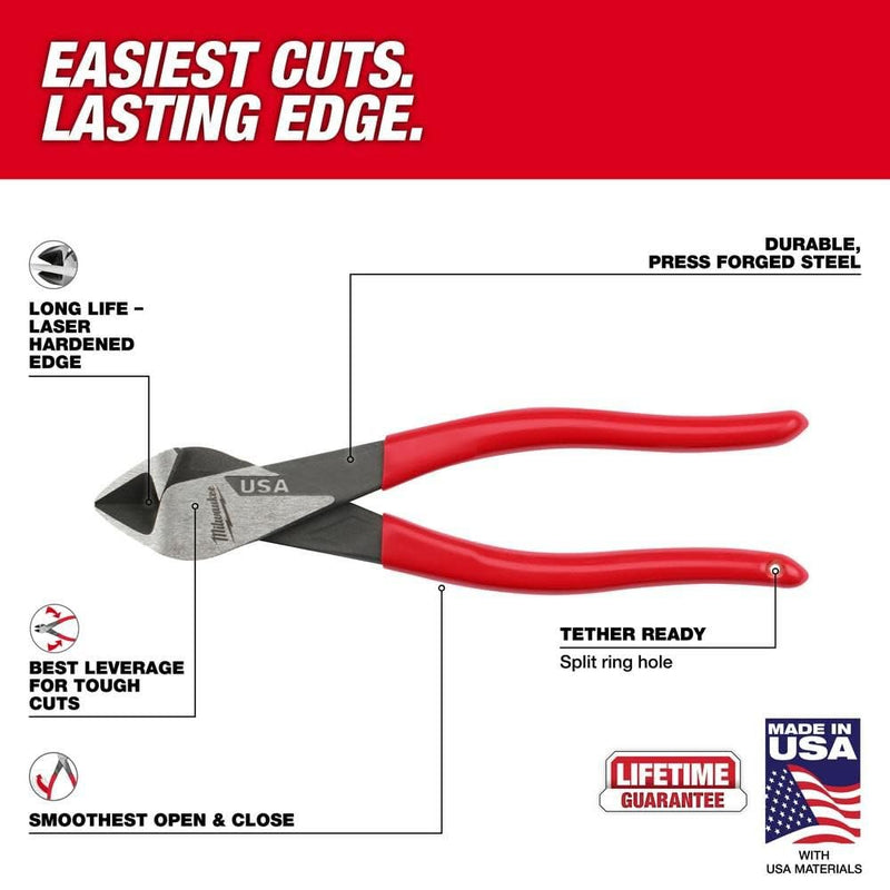 Milwaukee Electric - 8 Diagonal Dipped Grip Cutting Pliers USA