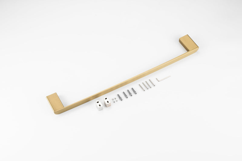 Wall Mounted Towel Bar - Mogule Series, Zinc Alloy and SUS201 Bathroom Towel Holder for Kitchen, Laundry, RV, Gym, Cabinets, Yachts, Heavy Duty, Rust-Resistant Towels Rack Hanger - (Brush Gold) Brush Gold