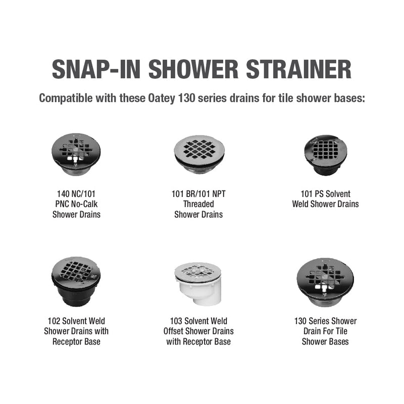 Oatey Universal 4-1/4 in. Round Snap-Tite Shower Strainer, Matte Black