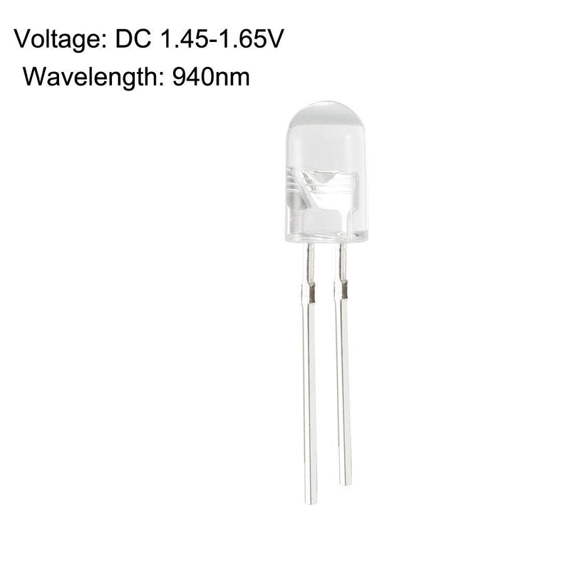 uxcell 20pcs 5mm 940nm Infrared Emitter Diode DC 1.5V LED IR Emitter Light Emitting Diodes Clear Round Head