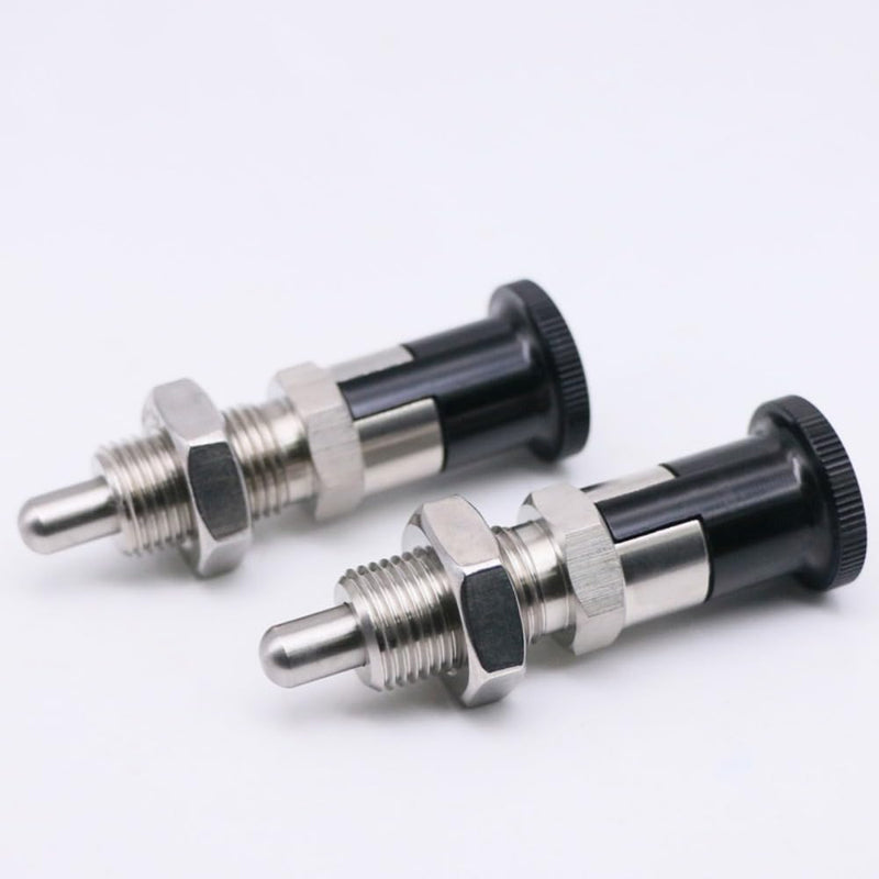 2PCS Stainless Steel Plunger Pin Tool Chest Toolbox Locking Plunger Hand Retractable Spring Plunger Self Locking Indexing Plunger Spring Loaded Plunger Knob Quick Release Pull Ring Pin Fine Teeth M16