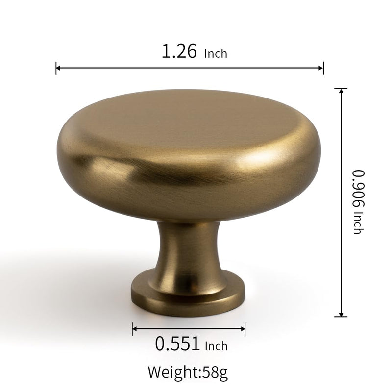 YAGU 10 Pack Champagne Bronze Kitchen Cabinet Knobs 1-1/4 Inch Round Solid Dresser Drawer Knob Dark Gold Modern Hardware Honey Bronze Pulls for Closet Cupboard Wardrobe