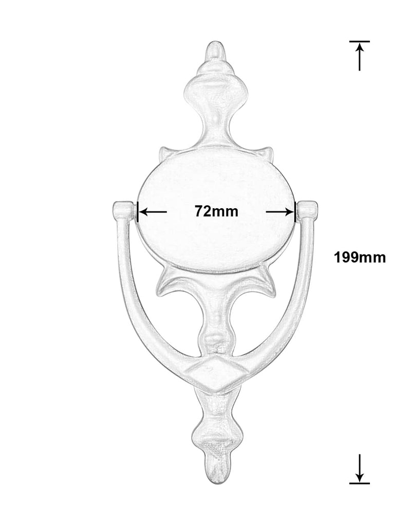 QCAA Solid Brass Door Knocker, 7-3/4", Satin Nickel, 1 Pack, Made in Taiwan