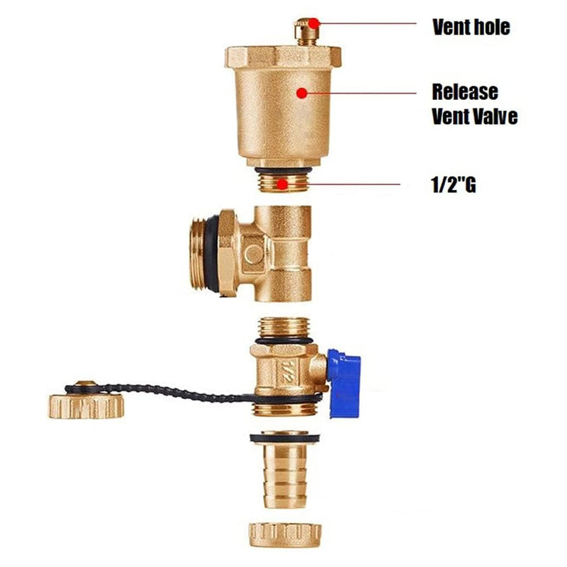 Joywayus Brass Automatic Float Valve Kit 1/4"NPT Air Bleeder Release Vent Valve Pipe Fitting Connector Adapter