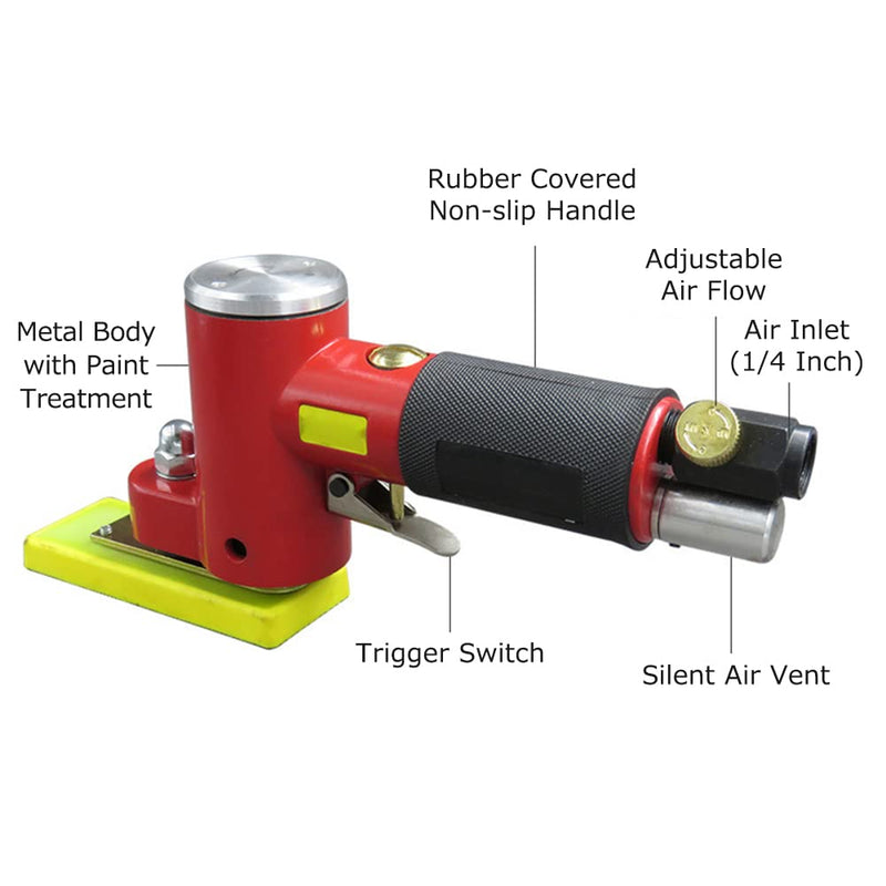 Mini Straight Line Air Polisher,Mini Straight Line Air Sander with 2 Sanding Pads Random Orbital Pneumatic Sander Air-Operated Handheld Polisher Waxer for Auto Body Work Furniture Wood Metal Su KP-6902