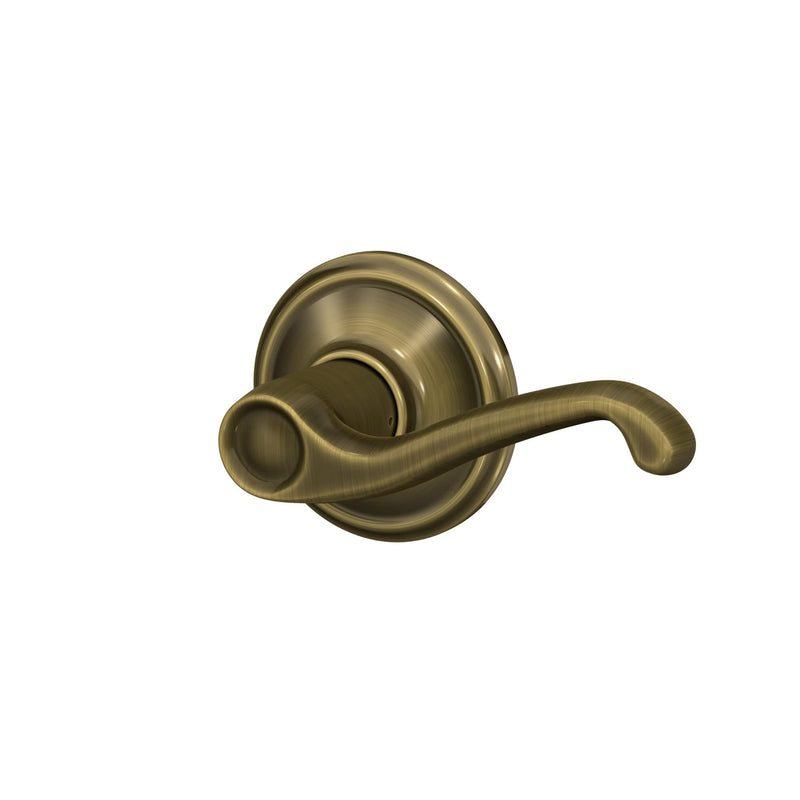 Schlage F10 FLA 609 Flair Door Lever, Hall & Closet Passage Lock, Antique Brass Standard