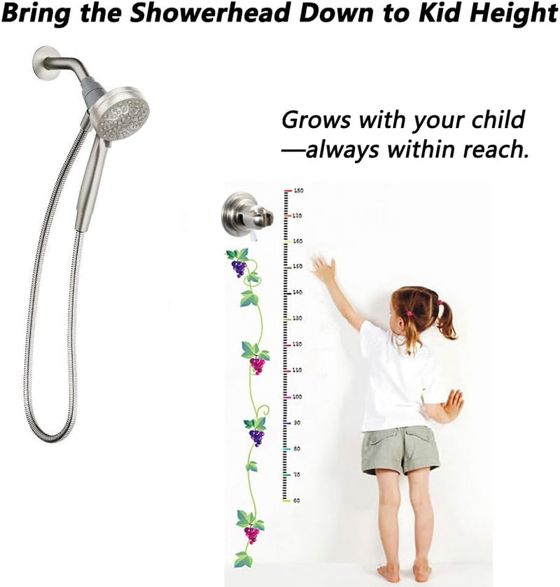 JiePai Suction Cup Shower Head Holder Adhesive,Suction Handheld Shower Head Holder Bracket,Removable Wall Mount Holder for Bathroom,Brushed Nickel Holder-Brushed Nickel