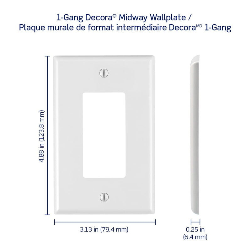 Leviton PJ26-WM 1-Gang Decora/GFCI Decora Wallplate, White, 10-Pack